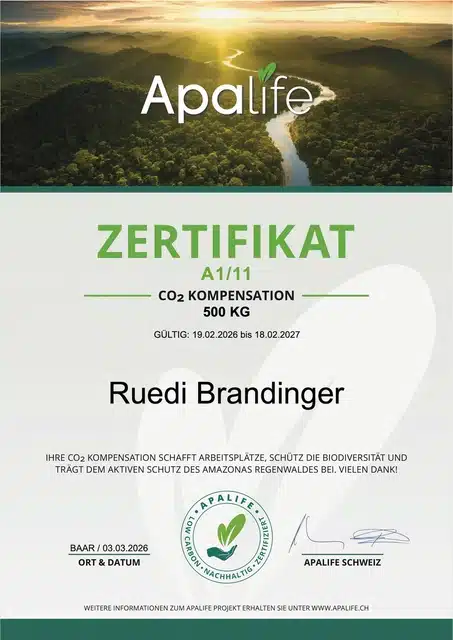 CO2 Zertifikat Apalife